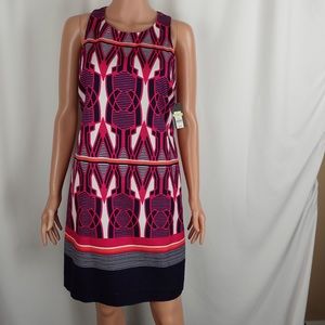 Crown & Ivy Pink & Navy Shift Dress size 4